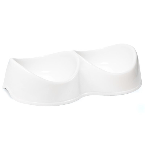 30272042 Миска пластиковая двойная Инь Ян белая 2 0.2 л