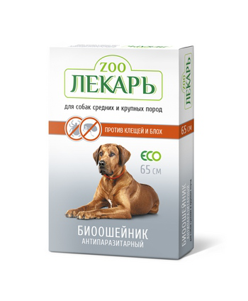 EVC045, БИОошейник красный ЭКО ZOOЛЕКАРЬ для собак, 65 см, Беларусь