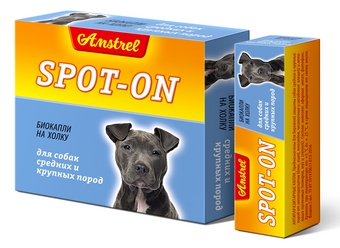 Биокапли антипаразитарные на холку Amstrel «Spot-on» для собак средних и крупных пород