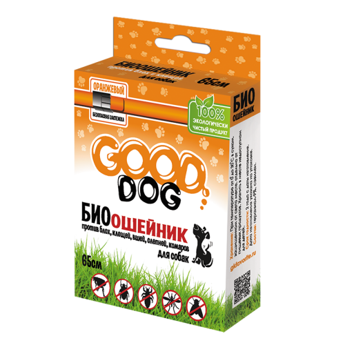 Good Dog Антипаразитарный БИОошейник для СОБАК от блох и клещей, ОРАНЖЕВЫЙ 65 см. 1 6