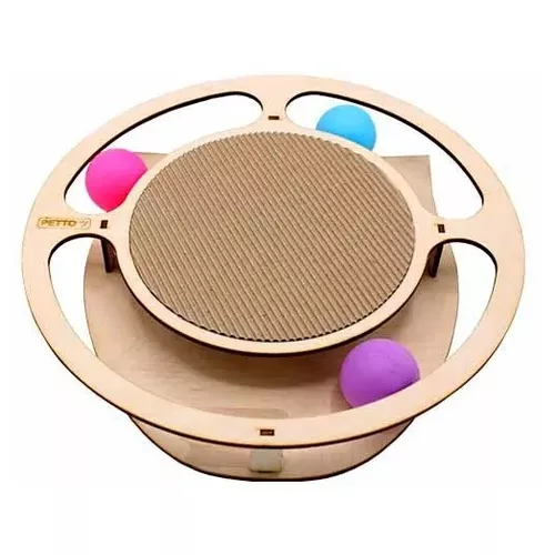 sh-007580 Игровой трек для кошек Круг с шариками и когтеточкой из гофрокартона
