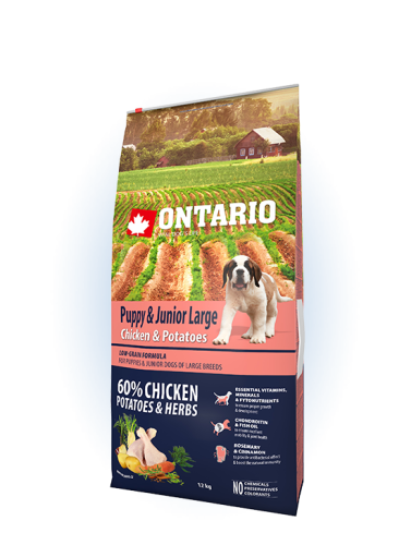 Ontario Puppy&Junior Large Chicken&Potatoes Сухой корм для щенков и молодых собак крупных пород, с курицей и картофелем, 12 кг. 2