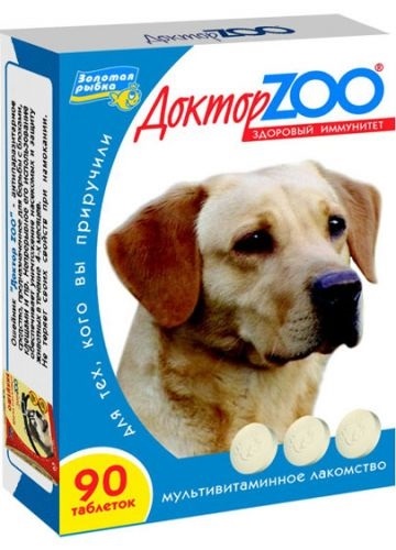 ДОКТОР  ZOO Мультивитаминное лакомство для собак ЗДОРОВАЯ СОБАКА 90таб