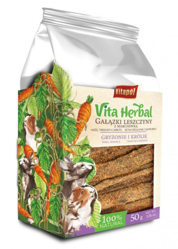 4148 VITA HERBAL DLA GRYZONI I KROLIKA, GALAZKI LESZCZYNY Z MARCHEWKA, 50g. 4szt disp