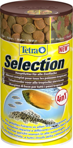 247574 Tetra Selection 250ml 4 полноценных корма в 4 отдельных ячейках для рыб, питающихся в различ