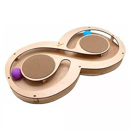 sh-007582 Игровой трек для кошек Восьмерка с шариками с когтеточкой из гофрокартона