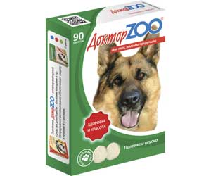 ДОКТОР  ZOO Мультивитаминное лакомство для собак ЗДОРОВЬЕ И КРАСОТА 90таб