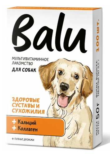 228003734, Лакомство мультивитаминное BALU для собак Здоровые суставы и сухожилия кальций и коллаг