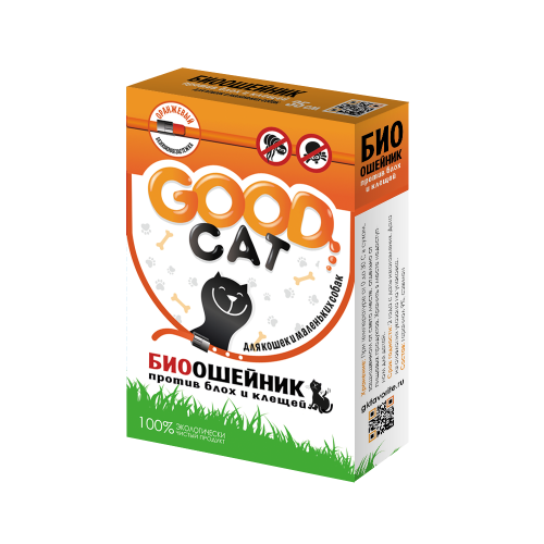 Good Cat Антипаразитарный БИОошейник для КОШЕК от блох и клещей, ОРАНЖЕВЫЙ 35 см, 1 6