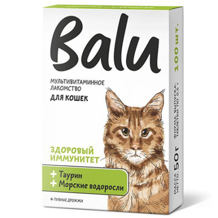 228002577 Лакомство мультивитаминное BALU для кошек  Здоровый иммунитет 100т
